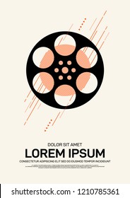 Movie and film poster template design modern retro vintage style. Can be used for background, backdrop, banner, brochure, leaflet, flyer, advertisement, publication, vector illustration