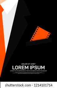 Movie and film poster template design modern retro vintage style. Can be used for background, backdrop, banner, brochure, leaflet, flyer, advertisement, publication, vector illustration