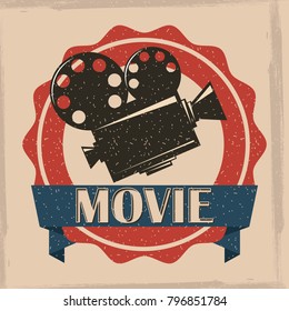 movie film projector retro poster vintage