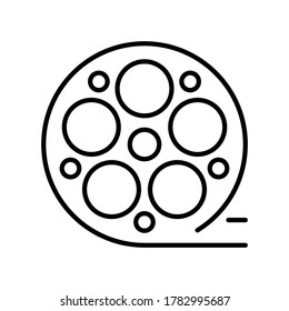 movie film reel icon with black outline style