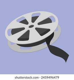 Movie film reel icon vector. Movie film reel strip vintage illustration vector illustration