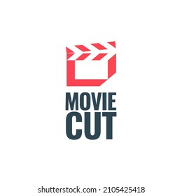 Movie Film roll editor or cut scene logo design vector