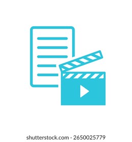 Movie, film scenario icon. Isolated on white background. 