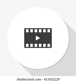 Movie film strip icon. Play button.