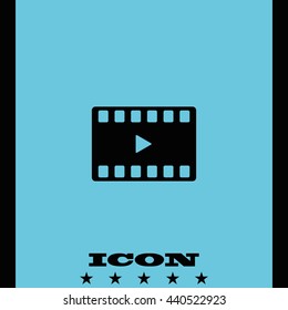 Movie film strip icon. Play button.