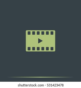 Movie film strip icon. Play button.