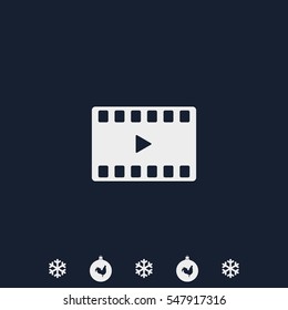 Movie film strip icon. Play button.