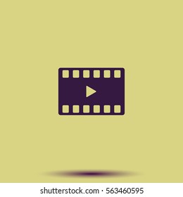 Movie film strip icon. Play button.