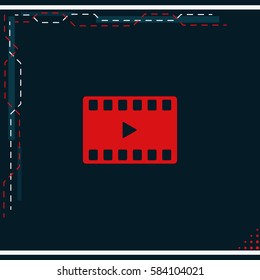 Movie film strip icon. Play button.