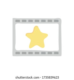movie film tape with star icon over white background, flat style, vector illustration