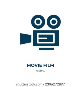 movie film vector icon. movie film, movie, film filled icons from flat cinema concept. Isolated black glyph icon, vector illustration symbol element for web design and mobile apps
