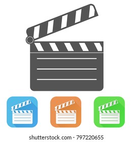 Movie filming. Colored icons. Vector illustration isolated on white background