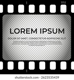 Movie filmstrip screen background template. Realistic film tape segment. Vector illustration