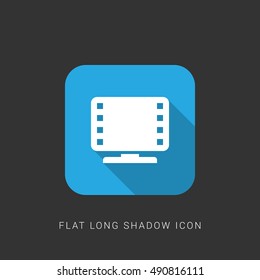 Movie Flat blue long shadow Icon / Logo Design