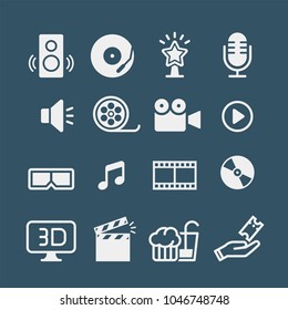 Movie flat vector icons set. Cinema flat vector icons set