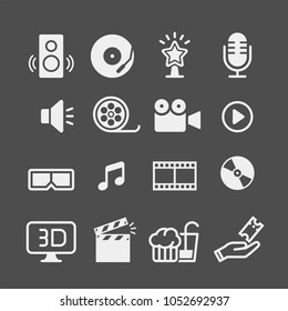 Movie flat vector icons set. Cinema flat vector icons set
