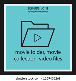 movie folder, movie collection,video files vector icon
