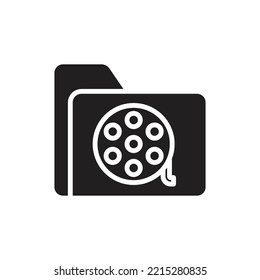 Movie Folder Filled Icon Vector Illustration