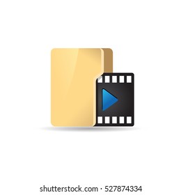 Movie folder icon in color. Computer files cinema