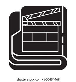 movie folder icon flat black