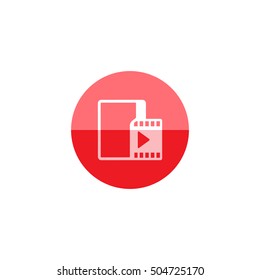 Movie folder icon in flat color circle style. Computer files cinema media player
