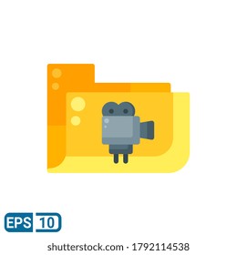 movie folder icon in flat style isolated on white background. Editable color. EPS 10