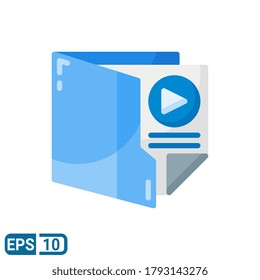 movie folder icon in flat style. vector illustration for graphic design, website, UI isolated on white background. Editable color. EPS 10