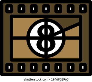 Movie Frame With Countdown Icon. Editable Bold Outline With Color Fill Design. Vector Illustration.