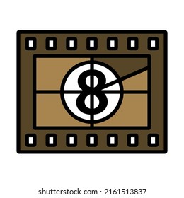 Movie Frame With Countdown Icon. Editable Bold Outline With Color Fill Design. Vector Illustration.