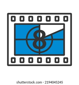 Movie Frame With Countdown Icon. Editable Bold Outline With Color Fill Design. Vector Illustration.
