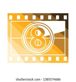 Movie frame with countdown icon. Flat color design. Vector illustration.