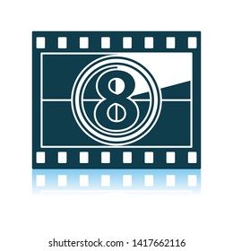 Movie Frame With Countdown Icon. Shadow Reflection Design. Vector Illustration.