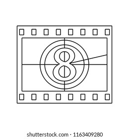 Movie frame with countdown icon. Thin line design. Vector illustration.