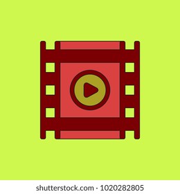 movie frame Vector illustration in flat style film strip with play button