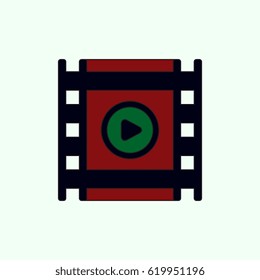 movie frame Vector illustration in flat style film strip with play button