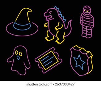 Movie Genre Neon Style Icons