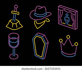 Movie Genre Neon Style Icons