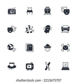 movie genres thin line icons. Vector illustration isolated on white. Editable stroke.