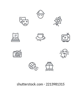 movie genres thin line icons. Vector illustration isolated on white. Editable stroke.