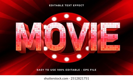 Film Farbverlauf Text Stil Effekt Vorlage, 3D Leuchten Licht bearbeitbaren Texteffekt