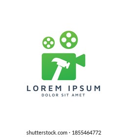movie and hammer negative space logo design