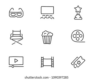 movie hand drawn icon set design illustration, hand drawn style design, designed web and app
