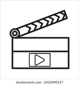 Movie icon. Black filled vector illustration. Movie symbols on white background. Can be used on web and mobile.