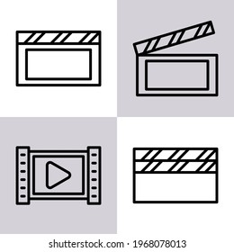 movie icon, film making icon, play movie icon, with line icon style suitable for commercial film production