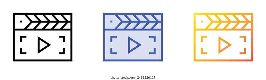 movie icon. Linear, Blue Fill and Gradient Style Design Isolated On White Background