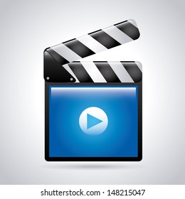 movie icon over gray background vector illustration 