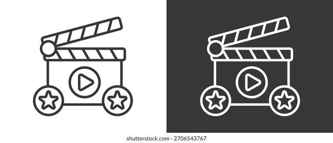 Conjunto De Iconos De Película Colección De Vector Aislada En Blanco Y Negro