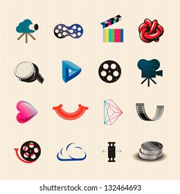 Movie icon set, vector illustration.