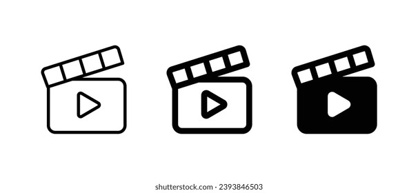 Conjunto de iconos de película vector, vector de icono de contorno para aplicaciones web y móviles