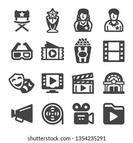 movie icon set,vector and illustration